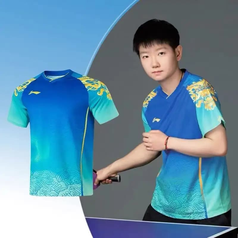 2025 Nuovo Ping Pong Abbigliamento Sportivo Badminton Top a maniche corte Tuta da competizione Traspirante T-shirt assorbente del sudore ad asciugatura rapida