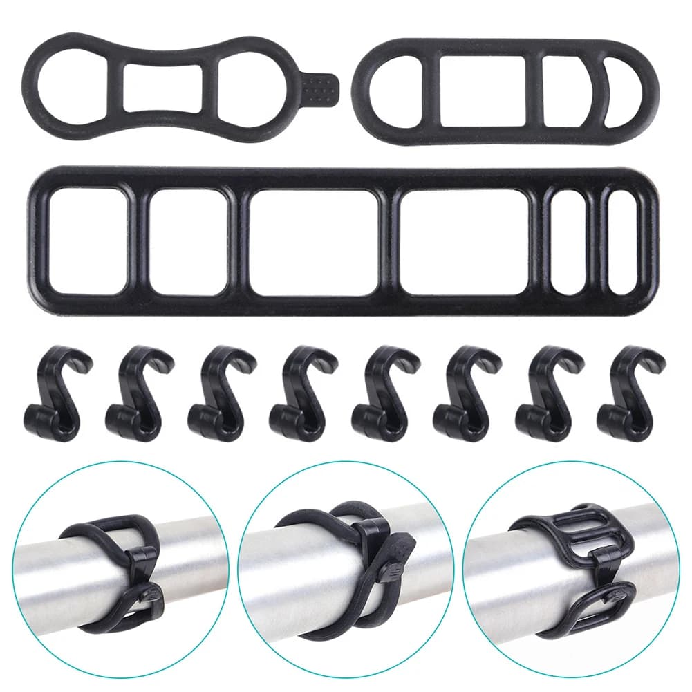 Bicycle Silicone Band Torch Silicone Bands with Small Hook Bike Silicone Mount Band Waterproof Non Slip for Light Speaker GPS