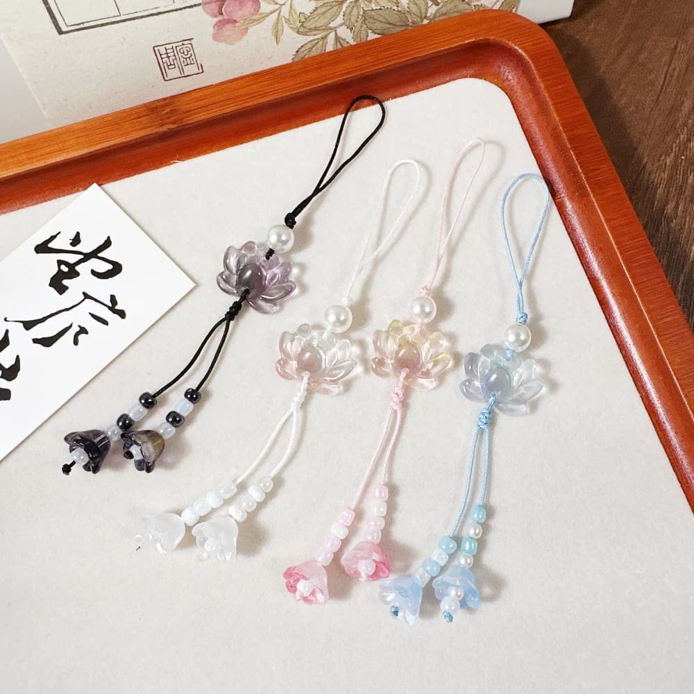 Nuovo portachiavi con ciondolo loto in rilievo fatto a mano in stile cinese, catena per cellulare per donna, uomo, accessorio per gioielli con fascino etnico