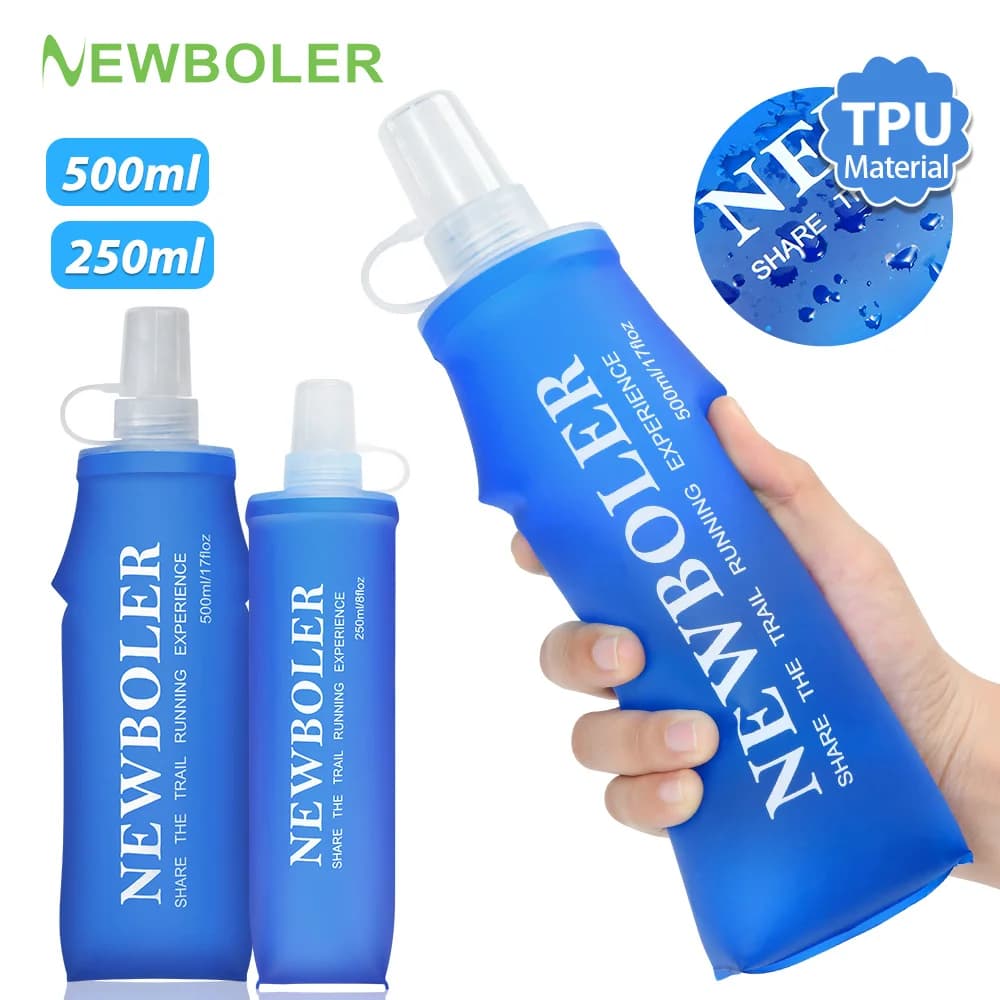 NEWBOLER 250ml/500ml Bottiglia d'acqua pieghevole per morso in silicone per esterni Corsa da campeggio Escursionismo Viaggi Comoda bottiglia d'acqua