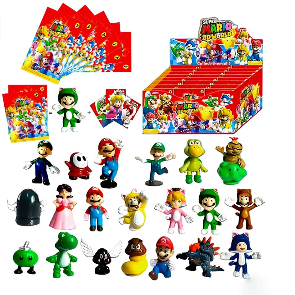 Set di 24 Figurine Anime Super Mario in Scatola Misteriosa, Modellini in PVC da Collezione, Giocattoli per Bambini, Regalo di Compleanno e Natale