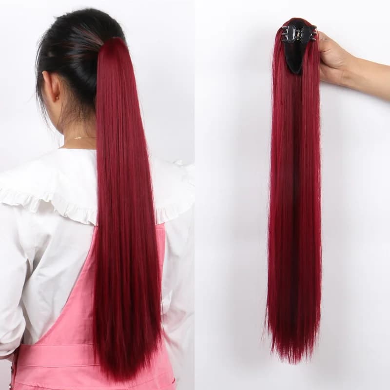 Horsetail Wig for Women, Long Hair with Clip, High Coda and Lyscia, Natural and Vaporosa