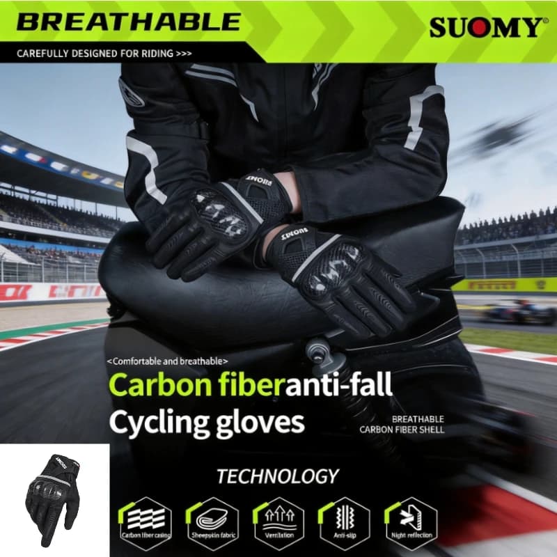 SUOMY Touchscreen Summer Motocross Gloves Wear-resistant Anti-fall Carbon Fiber Protective Shell Moto Guantes Motorcycle Gloves