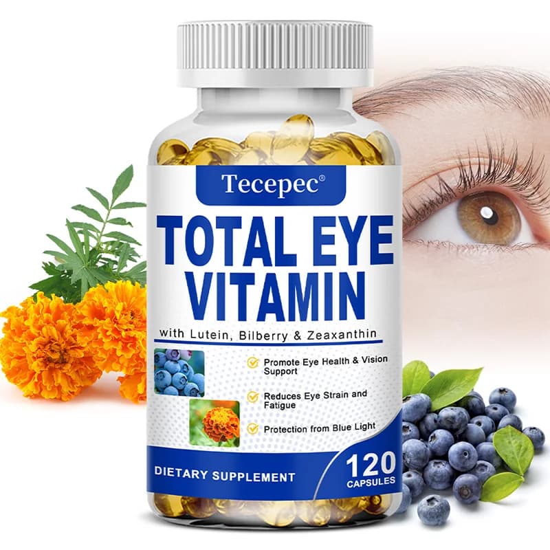 Total vitamin capsules for eyes, with lutein, blueberry, zeaxanthin - Support for eyes, reduces fatigue, promotes supplement for eye function