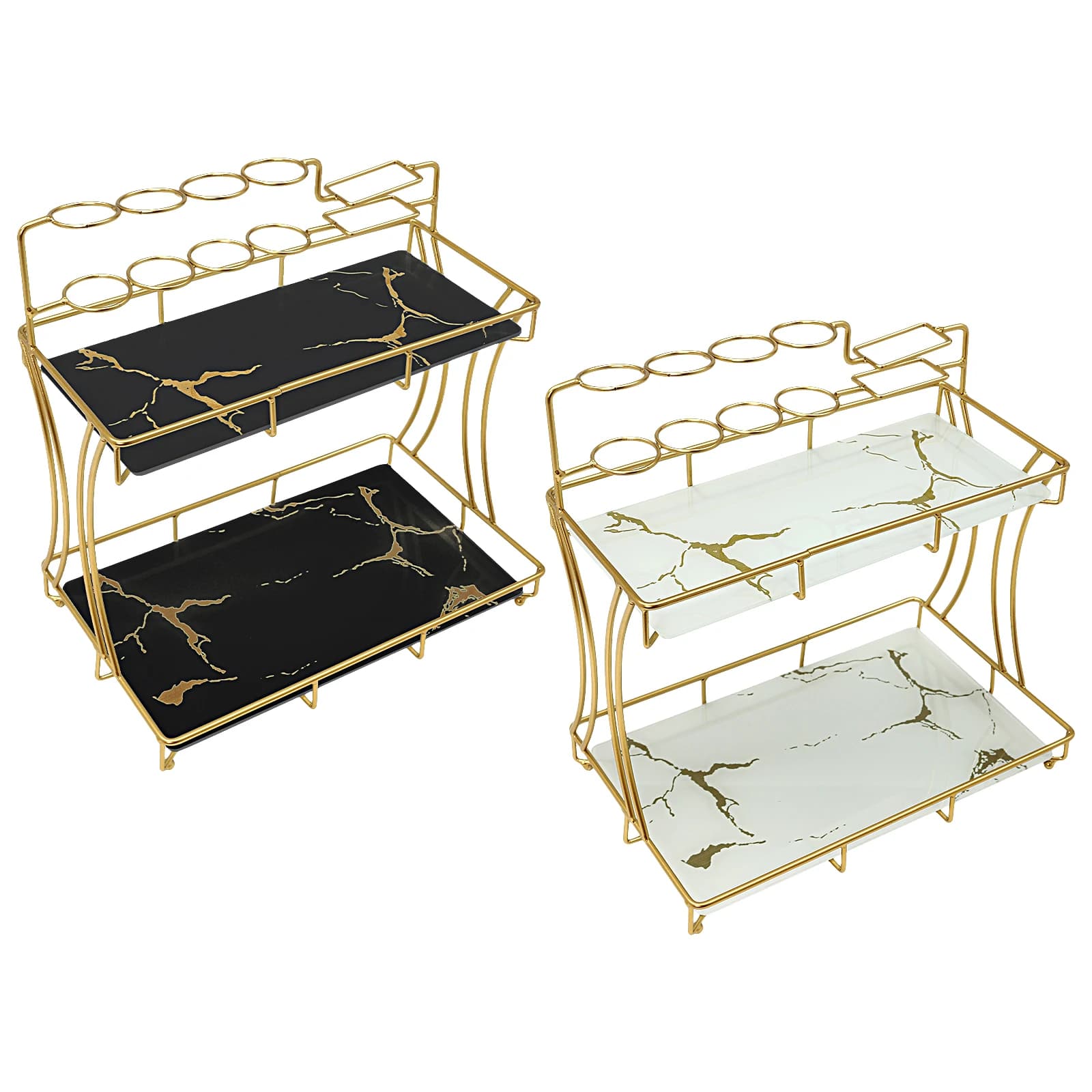 Mensola per trucco per organizer da bagno a 2 livelli, ripiano per organizer da bagno con portaspazzolino, vassoio rimovibile