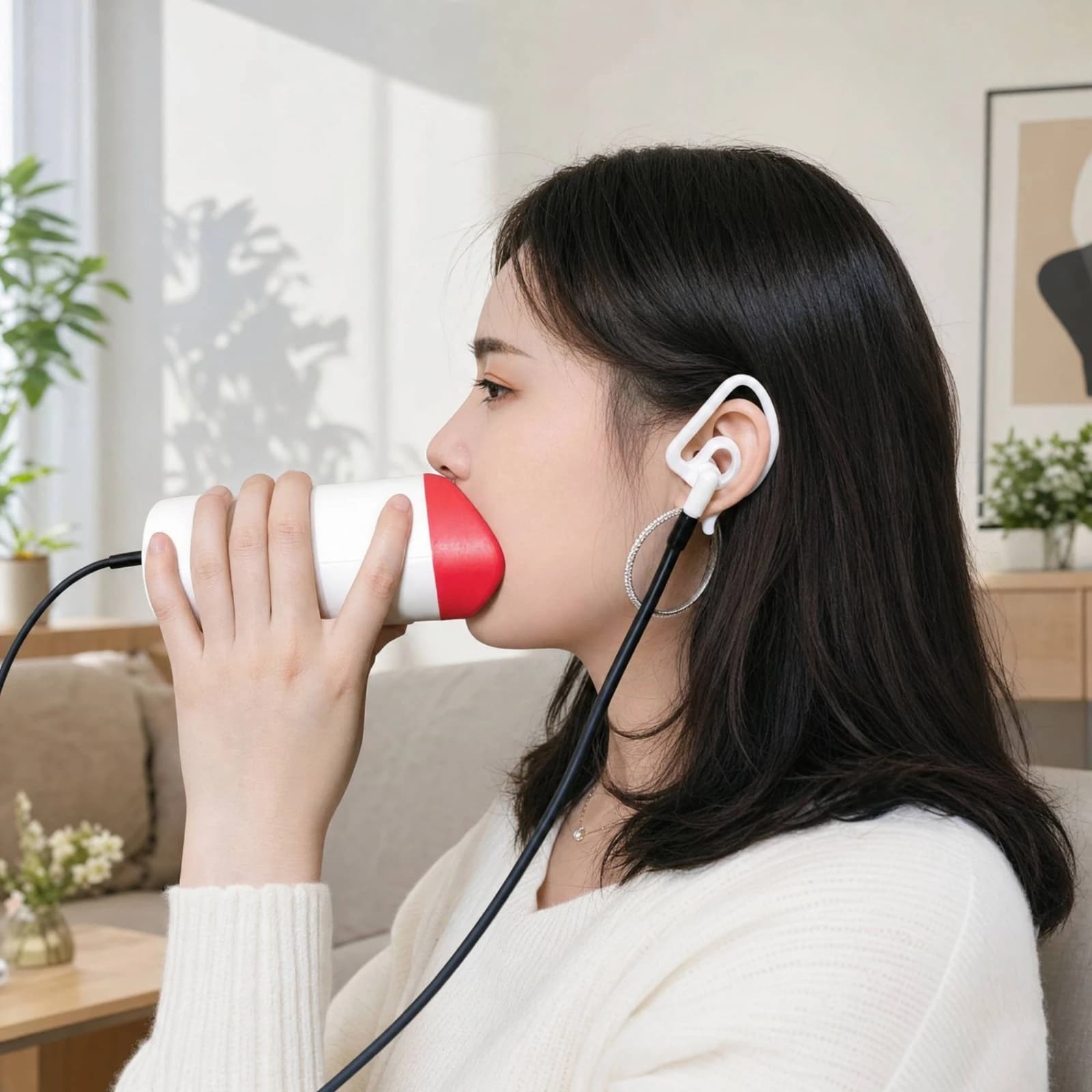 Vocal Practice Device with Sound-Absorbing Sound-Dampening Lining Handheld Voice Coach Singing Straw Breath Control Compact