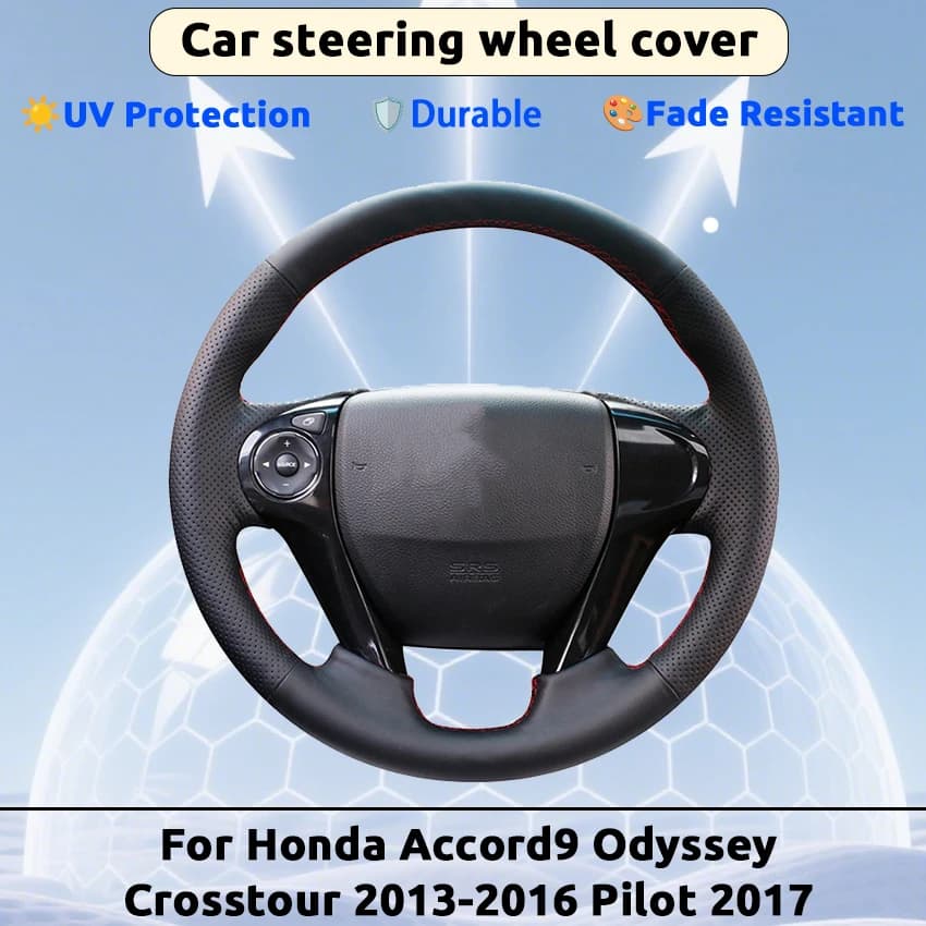 Sun Protection Steering Cover Blocks 95% UV Rays Ultrafine fiber leather For Honda Accord9 Odyssey Crosstour 2013-2016 Pilot