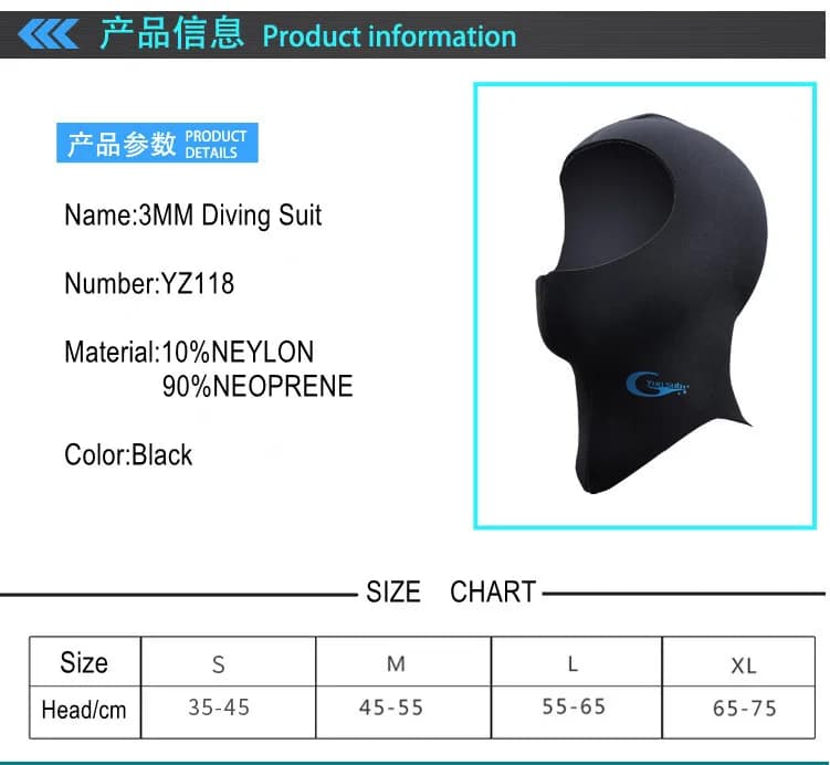 3 MILLIMETRI/5 MILLIMETRI Neoprene Underwater Fishing Diving Hood Swim Cap Scuba Diving Mask Medusa Equipment Water Hunting Kayak Snorkeling Hat