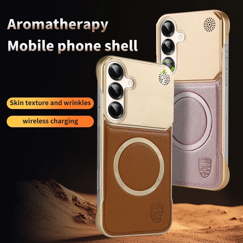 Per Magsafe Custodia per telefono per aromaterapia in pelle tinta unita di lusso magnetica per Samsung S25 Ultra S23 S22 S24 Ultra Plus Cover posteriore