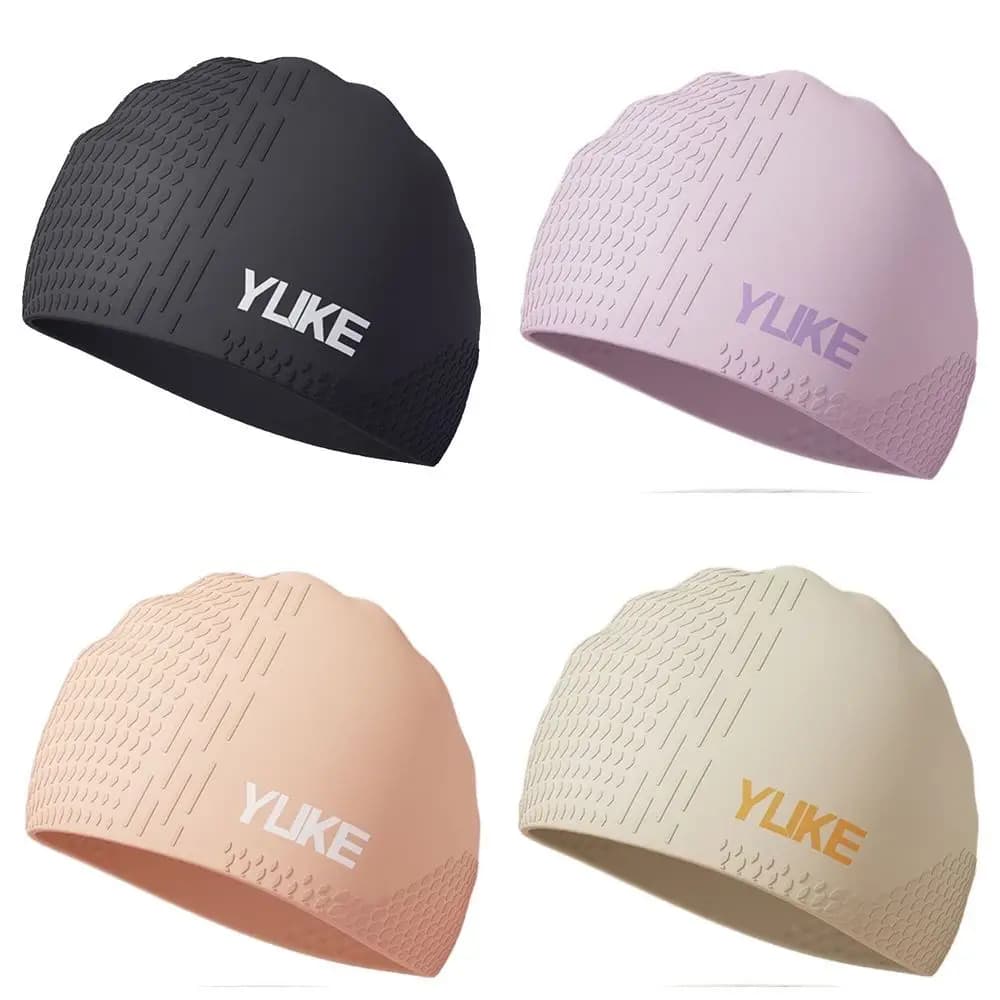 Cappello da nuoto in tinta unita Cuffia da nuoto in silicone leggero e traspirante Cuffia da nuoto stampata elastica per capelli lunghi da donna