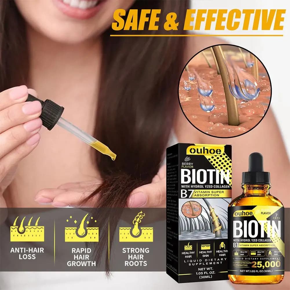 Olio di biotina Siero per la ricrescita rapida dei capelli Collagene B7 Olio vitaminico Rafforzare la radice dei capelli Trattamento debole per le donne Uomini Perdita di capelli