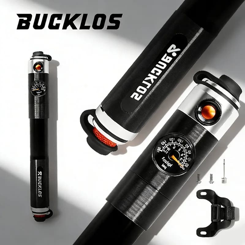 Pompa Portatile BUCKLOS per Mini Bici, 160PSI, Leggera in Lega di Alluminio, Pompa ad Aria Manuale per Bicicletta AV/FV MTB e Strada, Accessorio per Bici