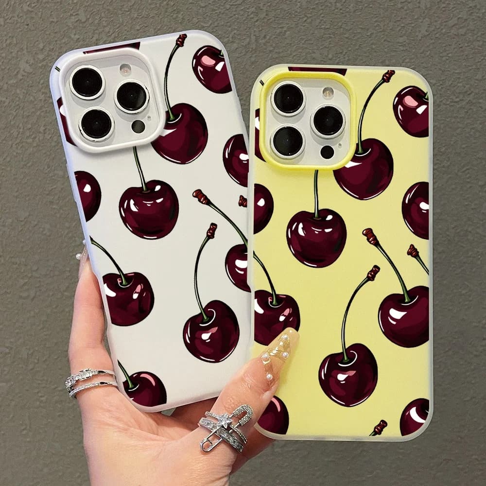 INS Cheery Phone Case For iPhone 17 Pro 15 16 14 Pro Max Plus Cover For iPhone 13 11 12 ProMax XS XR 7 8 Plus Candy Colors Cases