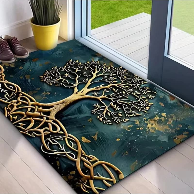 VIKAMA Tree Of Life Tappetino per porta d'ingresso, antiscivolo, resistente all'usura, lavabile, per interni ed esterni, decorazione per pavimenti di casa