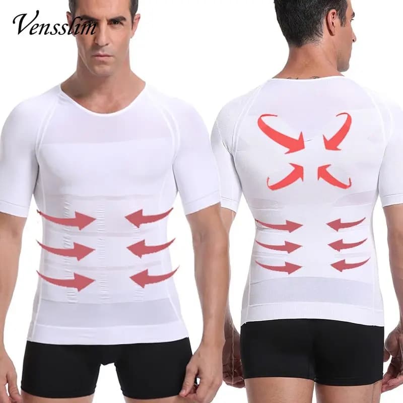 Men Body Shaper Fitness Elastic Addome Fit Short Sleeved Shirt Canotte Shape Underwear Slimming Tette Modeling