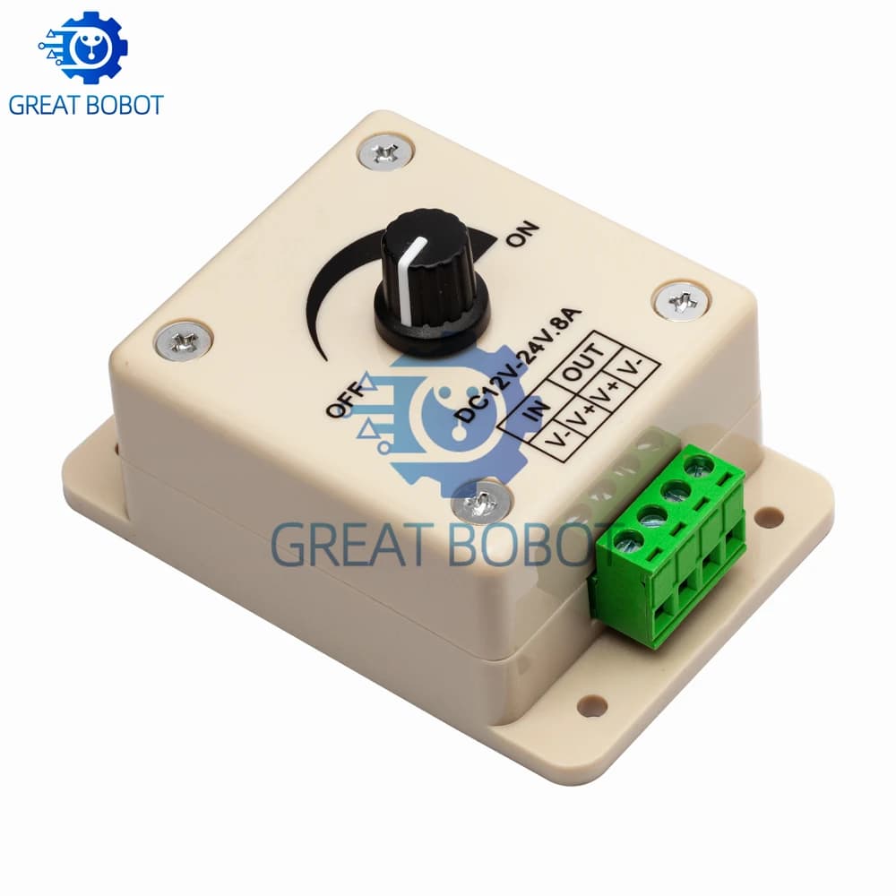 12V-24V 8A Adjustable LED Dimmer Switch Module, Brightness Controller for Single Color LED Strip Lights