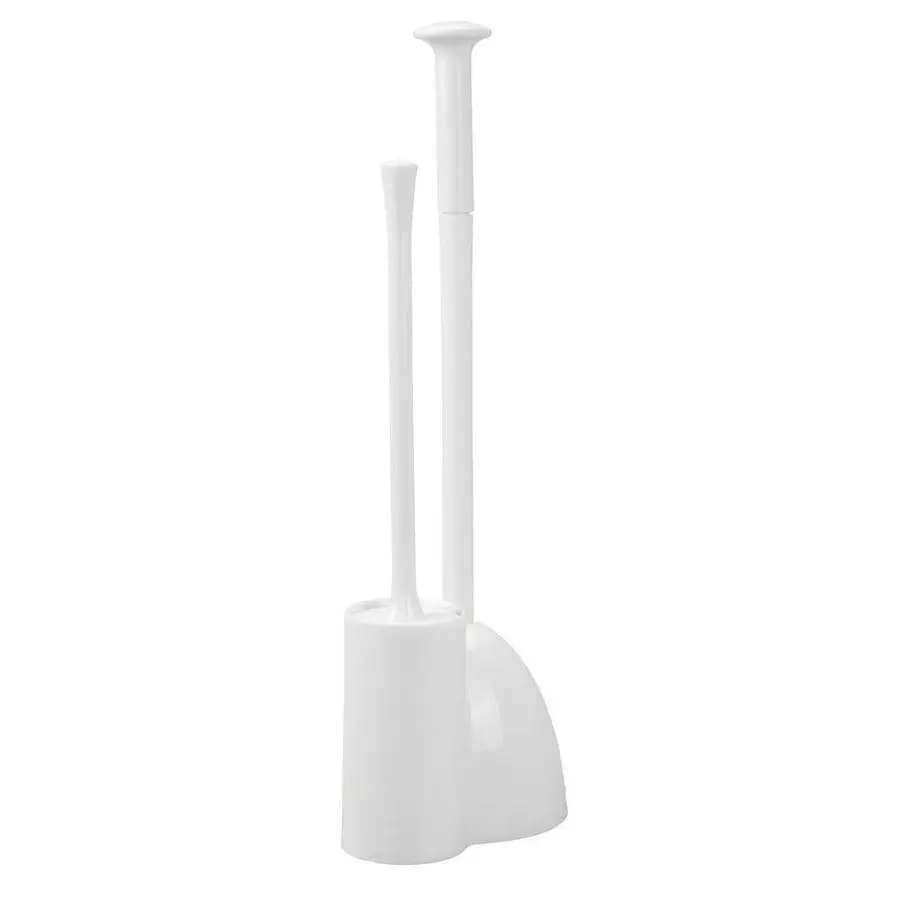 Set di Spazzola e Sturalavandini Nascosti per WC con Supporto, Collezione Aura Bianca, Design Moderno