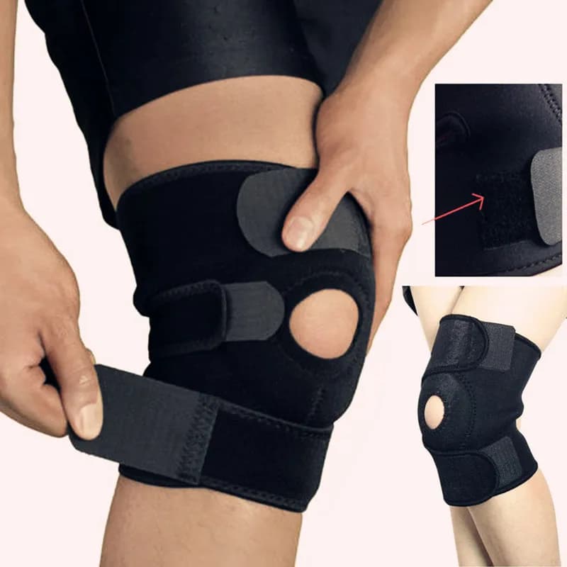 1PC Ginocchiera Manicotto di supporto Regolabile aperto Stabilizzatore rotuleo Protezione Avvolgimento in nylon per artrite Menisco Strappo Corsa Sport