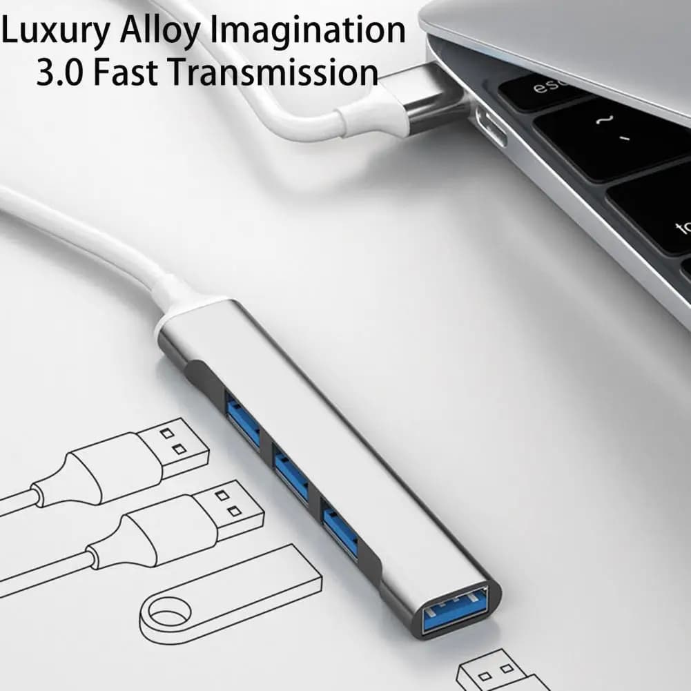 Hub USB 4 in 1 Trasferimento di file multifunzionale Tipo-C Docking station USB 3.0 Adattatore multi splitter Accessori per PC