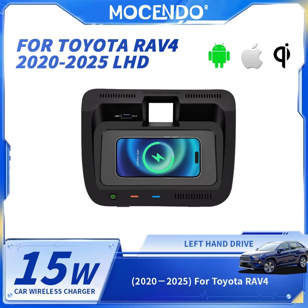 Caricabatterie Wireless per Auto Toyota RAV4 2020-2025, Accessorio di Ricarica Rapida Compatibile con Xiaomi iPhone