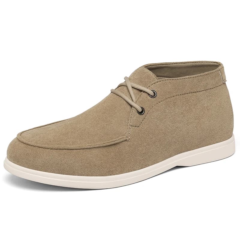 Stivaletti Chukka classici da uomo in pelle scamosciata stile britannico, stivaletti casual con suola bianca, nero e kaki
