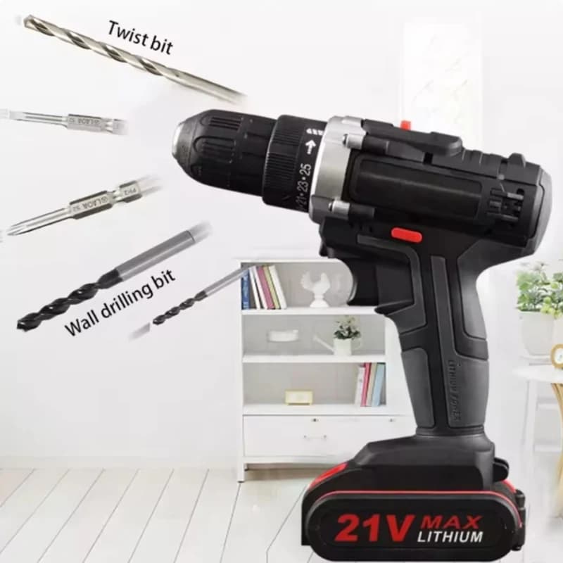 Utensili elettrici fai-da-te Batteria al litio ricarica wireless Trapano a batteria a impatto elettrico 21V Trapano a mano ad alta potenza per la casa