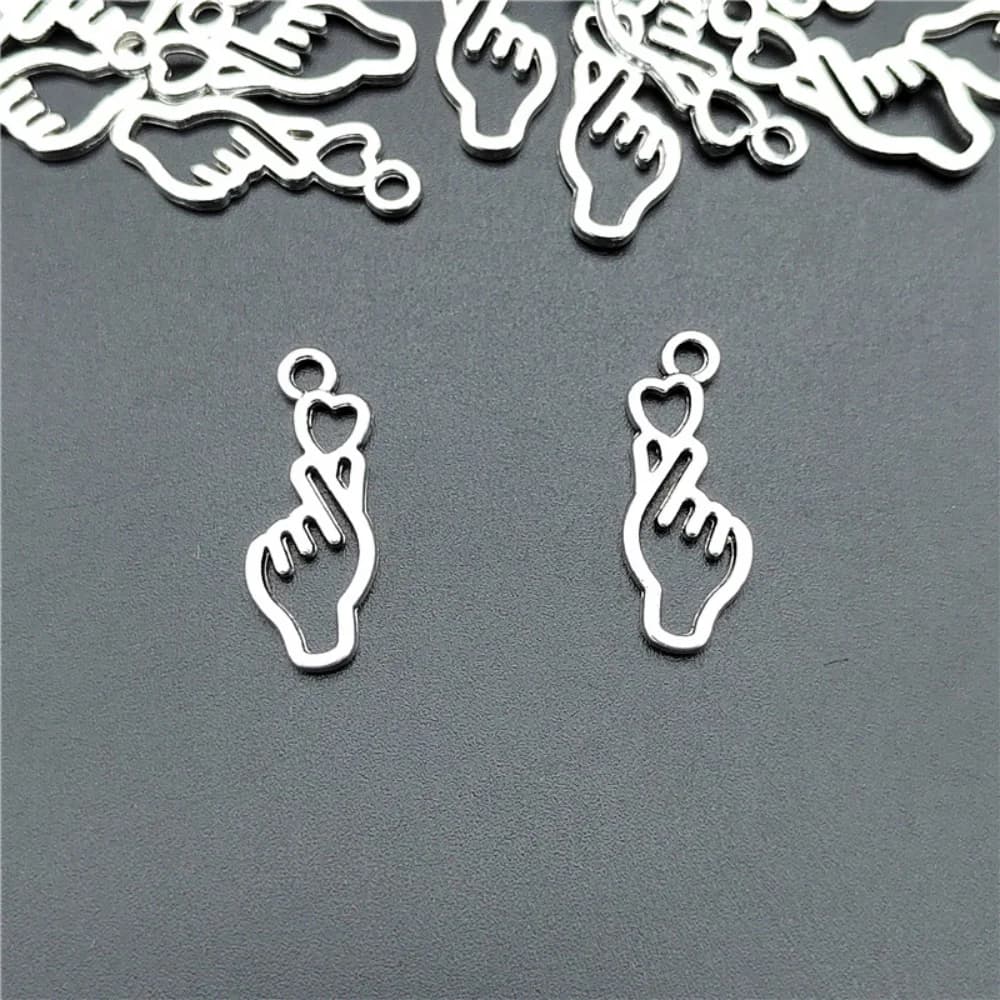10-100pcs Finger Heart Diy Jewelry Charms Beads Borahae I Purple You Necklace Decorative Pendant Gesture Hanging Ornament