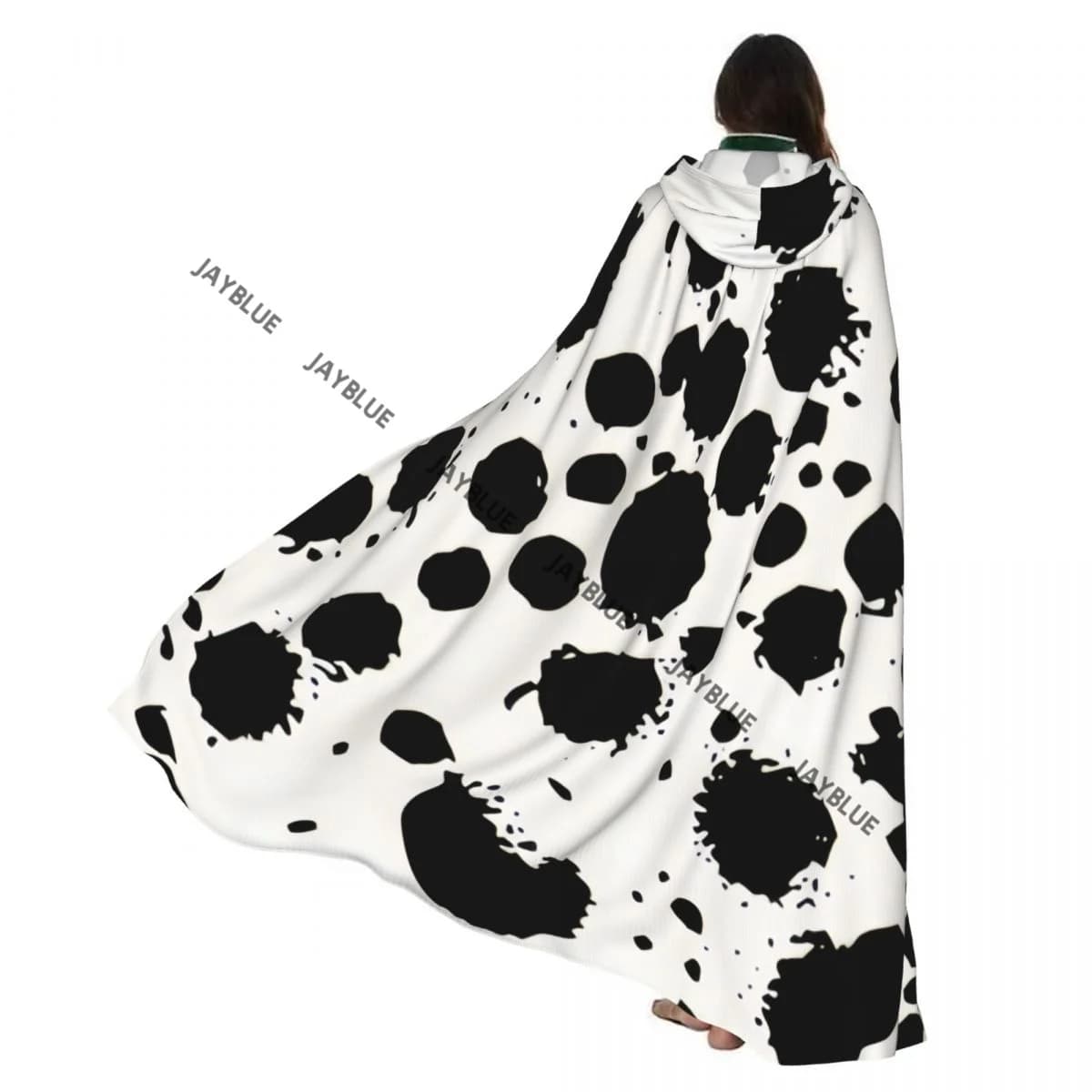 Hooded Cloak Unisex Cloak with Hood Dalmatian Print Cloak Vampire Witch Cape Cosplay Costume