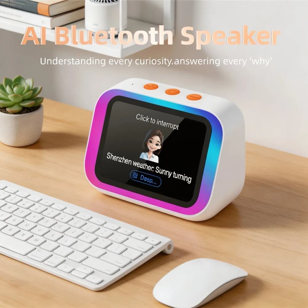 Altoparlante Bluetooth AI 5.4 con Assistente Vocale AI, Display Touch HD, Album Elettronico, Sveglia e Chiamate a Mani Libere