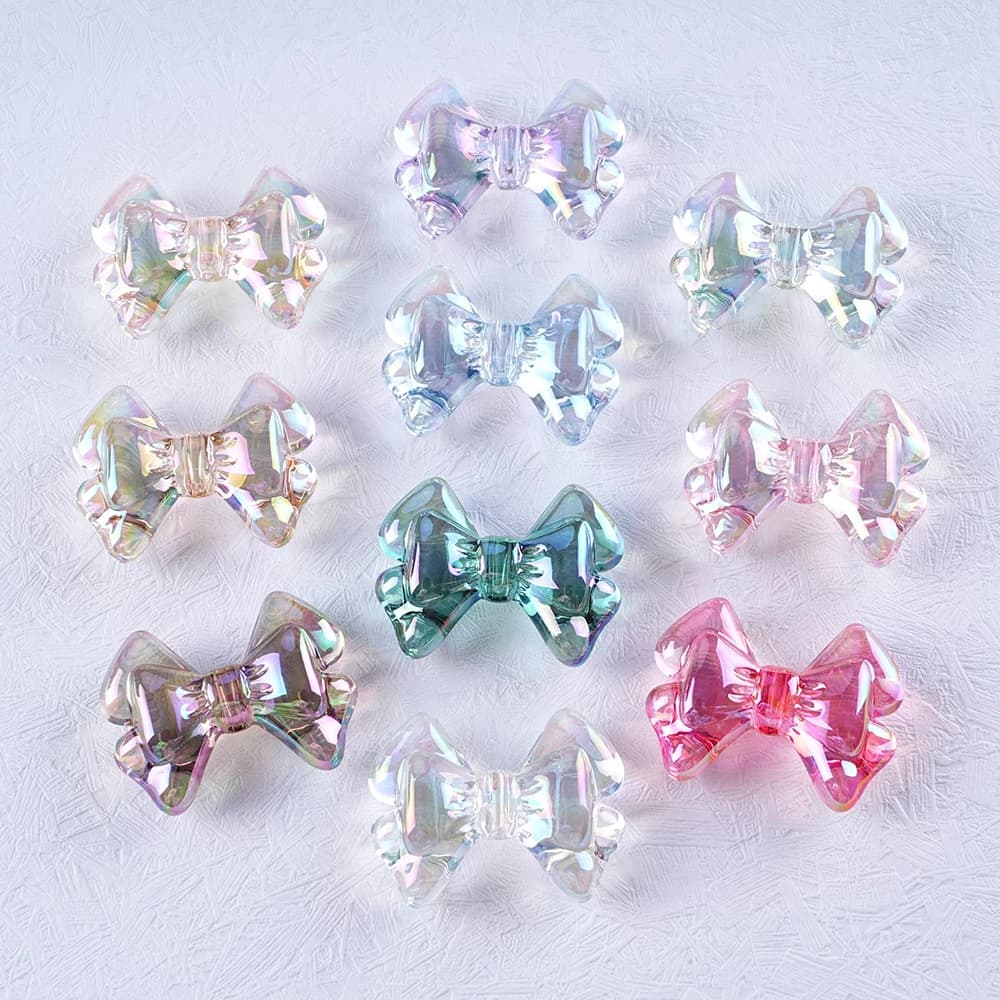 22x28mm UV Transparent Butterfly Bow Acrylic Beads For Jewelry Making Needlework DIY Bracelet Necklace Phone Chain Accessories