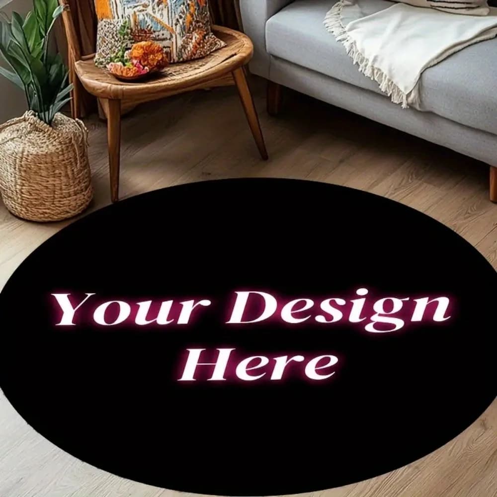 1pc Customized Rug Your Design Movie Family Picture Logo Text Print Non-slip Round Rug Entrance Mat for Home Bedroom Decoration