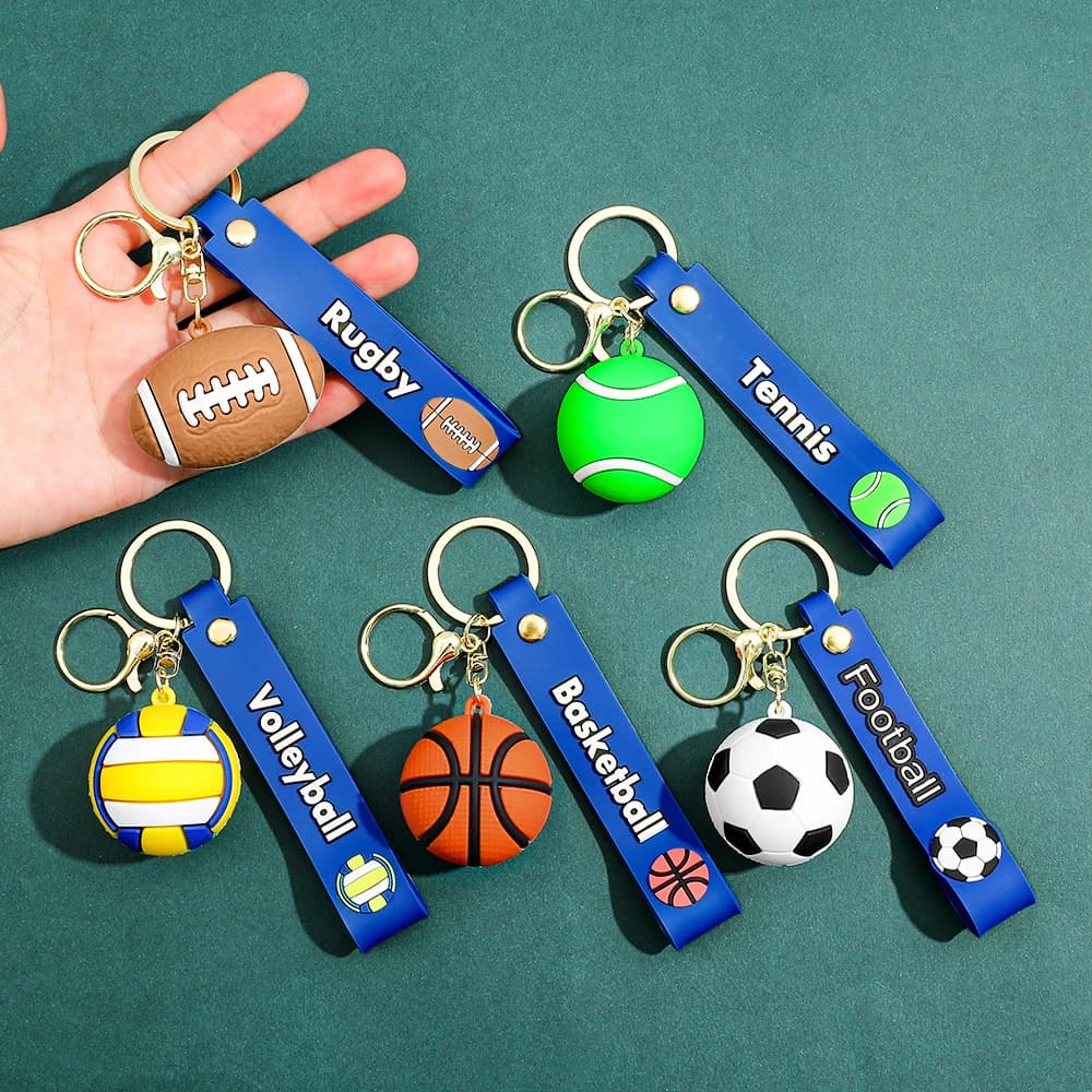 Portachiavi da basket Ornamenti Pallavolo Calcio Portachiavi Tennis Rugby Portachiavi PVC Creativo Mini Portachiavi Borsa Ciondolo Auto