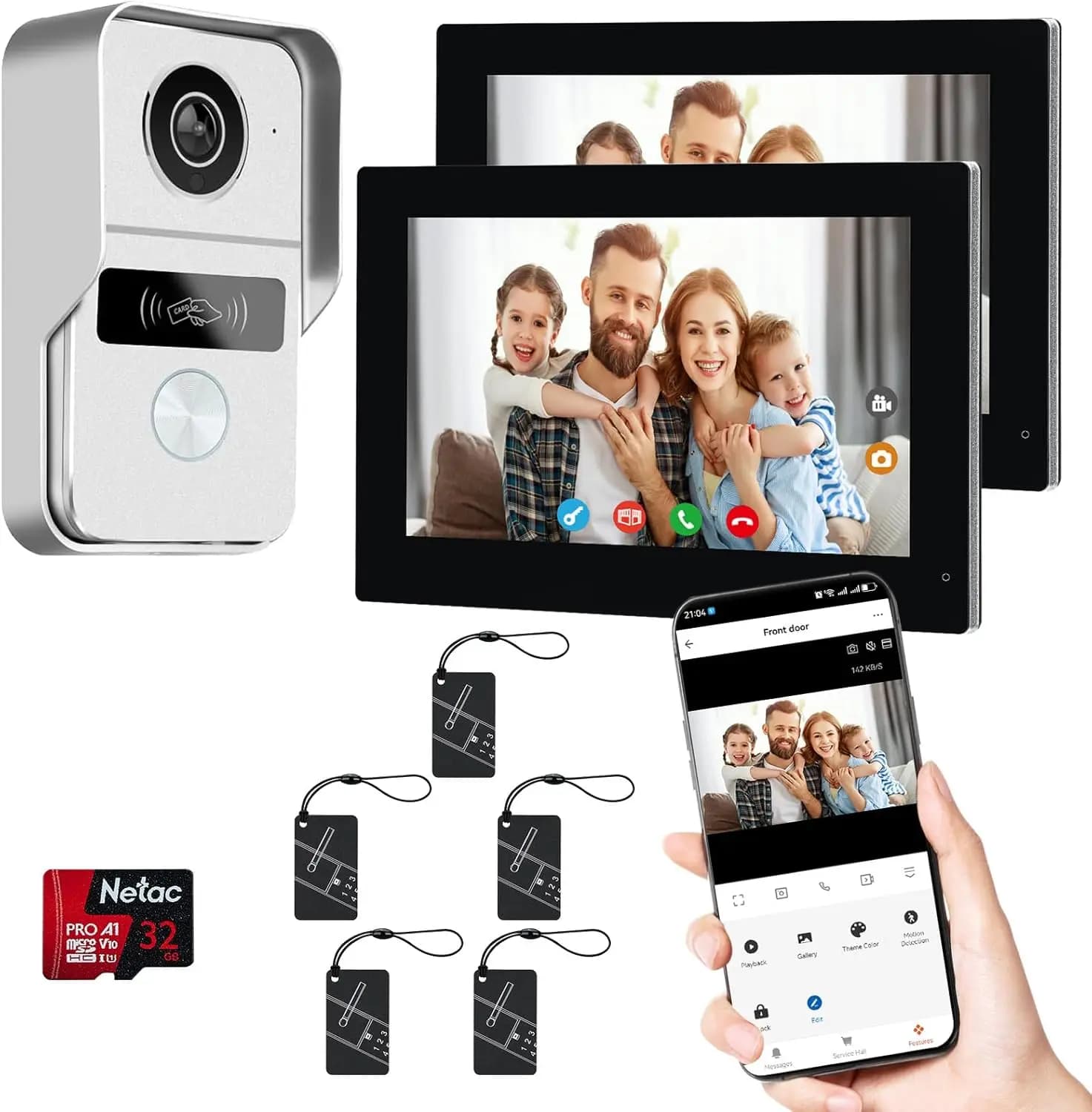 Sistema Videocitofonico a 2 Fili con Schermo Touch da 7 Pollici, Visione Notturna e Sblocco Remoto per Villa, Ufficio, Appartamento