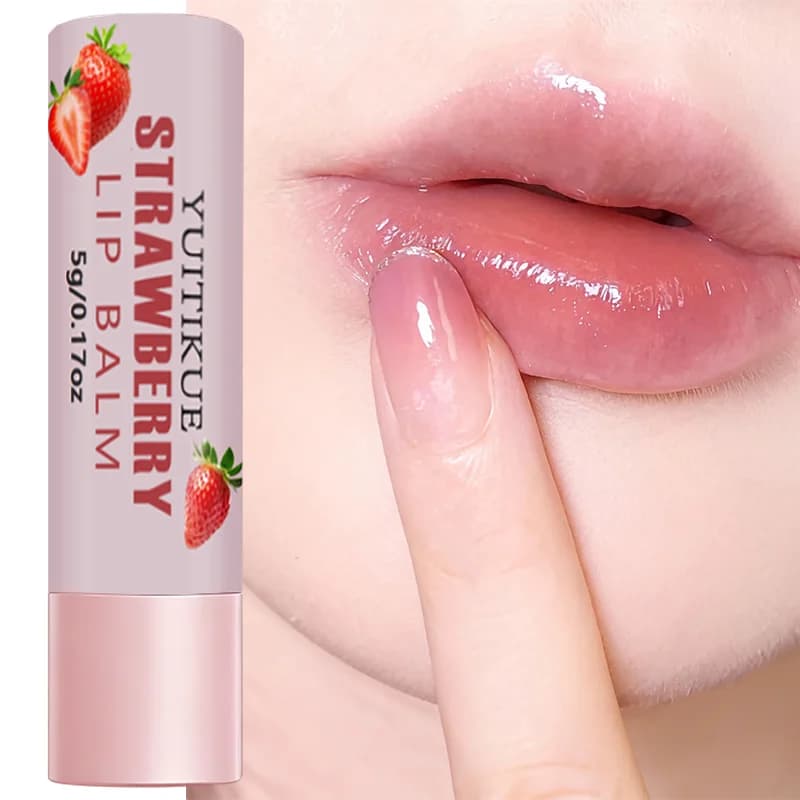 YUITIKUE Strawberry Lip Balm - Moisturizing Hydrating, Silky Non-Sticky Texture for Plump & Glossy Lips