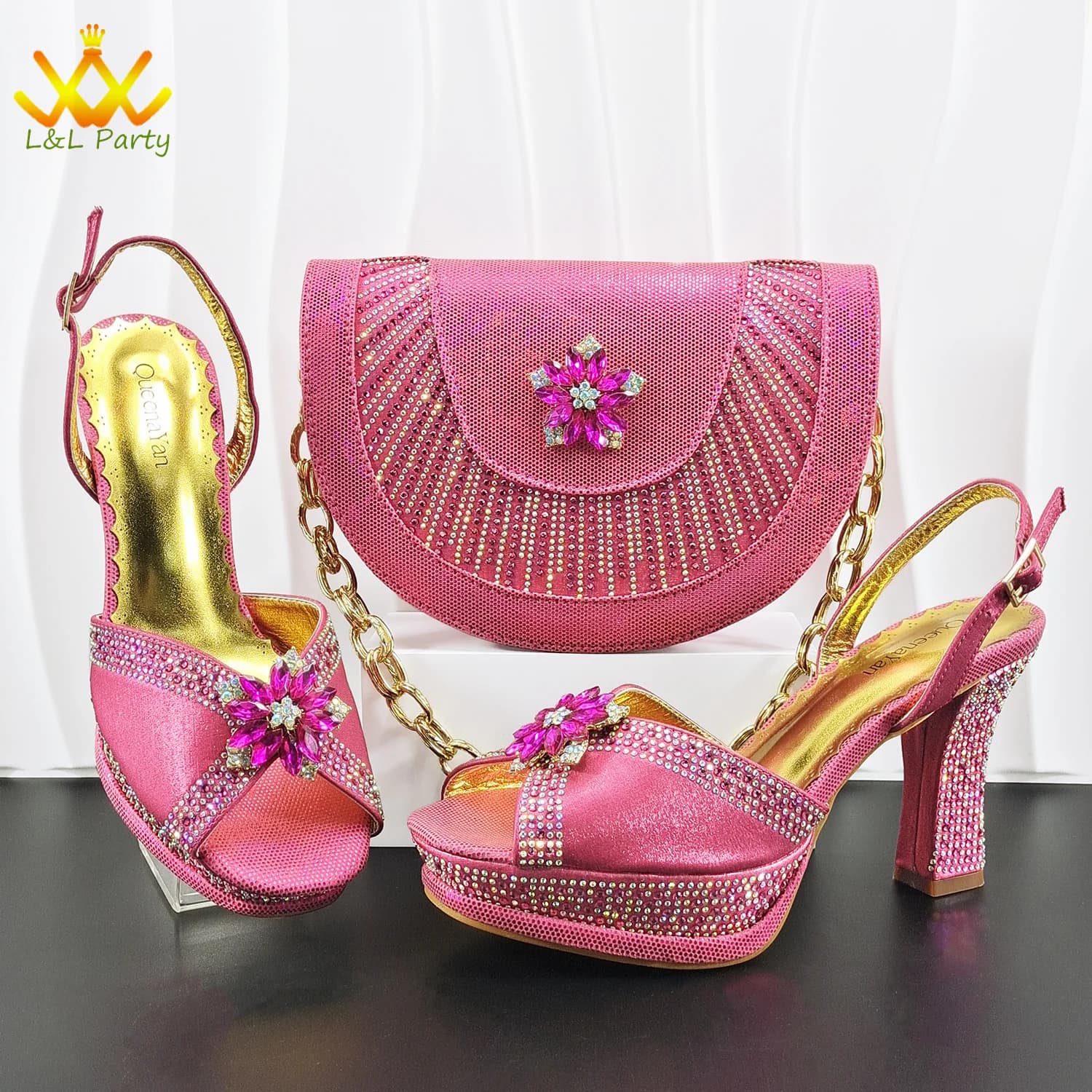 Scarpe e Borsa Italiane da Donna con Tacco Altissimo, Ultimo Design Peep Toe 2026, per Matrimonio