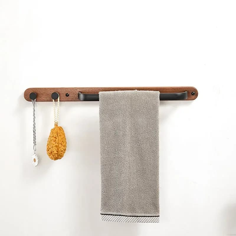 Portasciugamani in legno Portasciugamani da bagno Barra appesa montata a parete Portasciugamani monopolare Scaffale da bagno Gancio portasciugamani Ciondolo da bagno