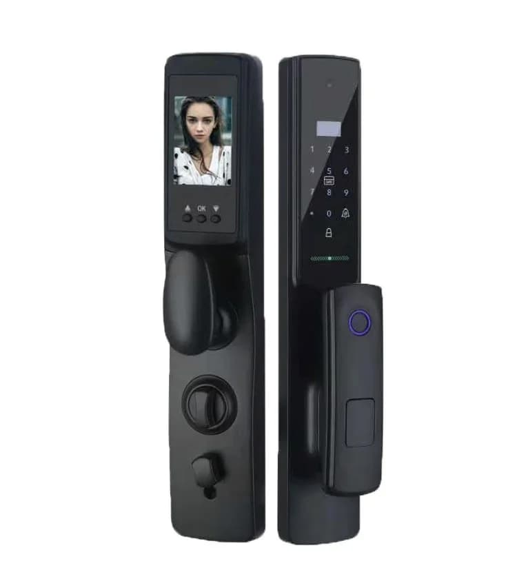 Fingerprint & Password Smart Door Lock With Peephole Video Camera Anti-Theft Security For Wood & Aluminum Door