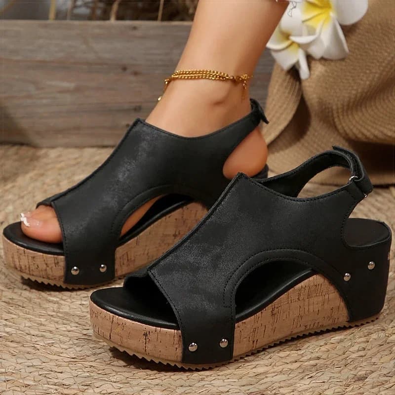 Sandali da donna Sandali con tacco alto con zeppa Scarpe Sandali con plateau da donna Pantofole estive con tacco aperto Sandali De Mujer