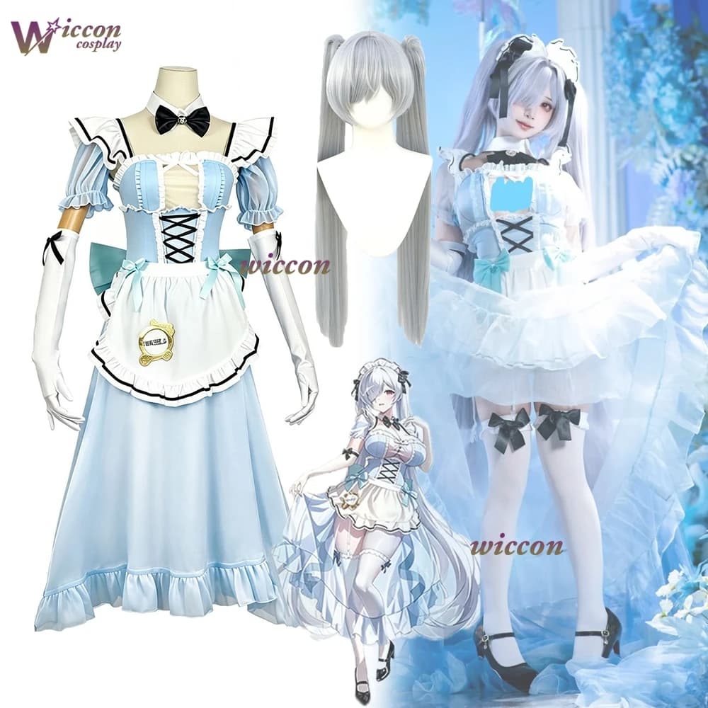 GODDESS Cos VICTORY: NIKKEe Cinderellaa Cosplay Game Cinderellaa Cafe Maid Cosplay Grey Wig Costume Halloween Costume