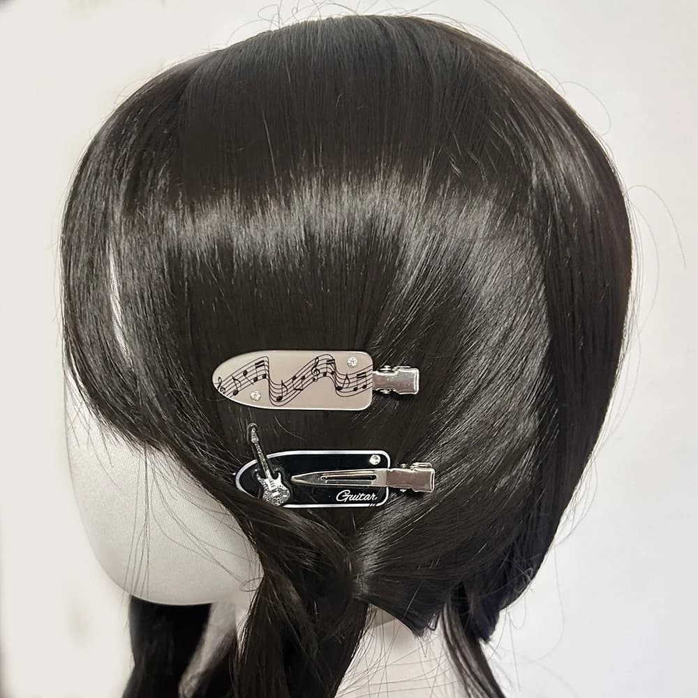 Original Harajuku Piano Guitar Hair Clip with No Trace on the Side Women's Bangs Duckbill Headwear Y2K Valentine's Day Gift