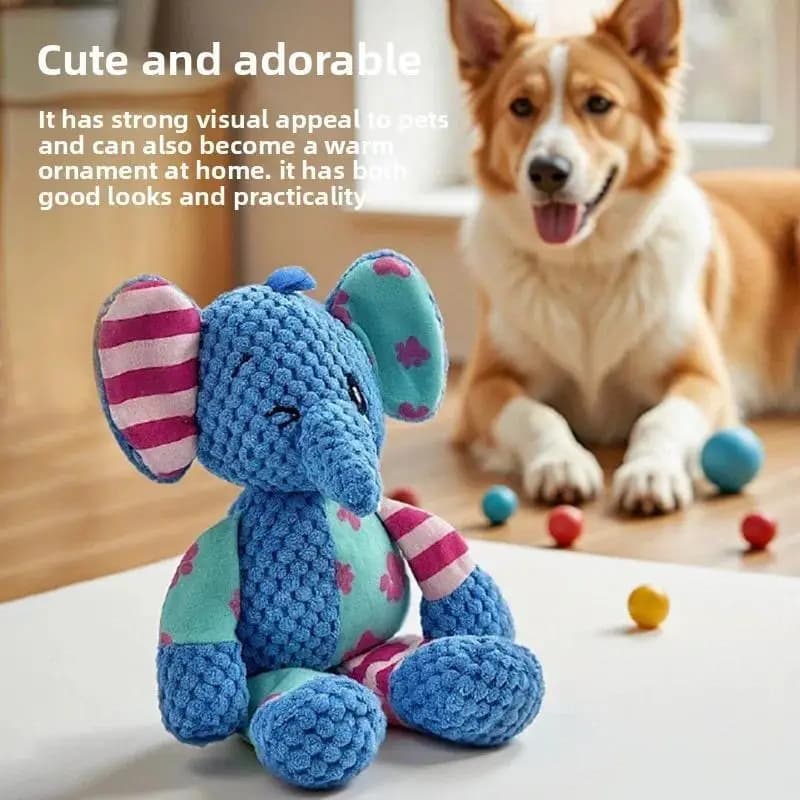 1 Piece Interactive Squeaky Plush Dog Chewing Toy Cute Elephant Bite Resistant Teeth Cleaning Sounding Doll Pet Supplies