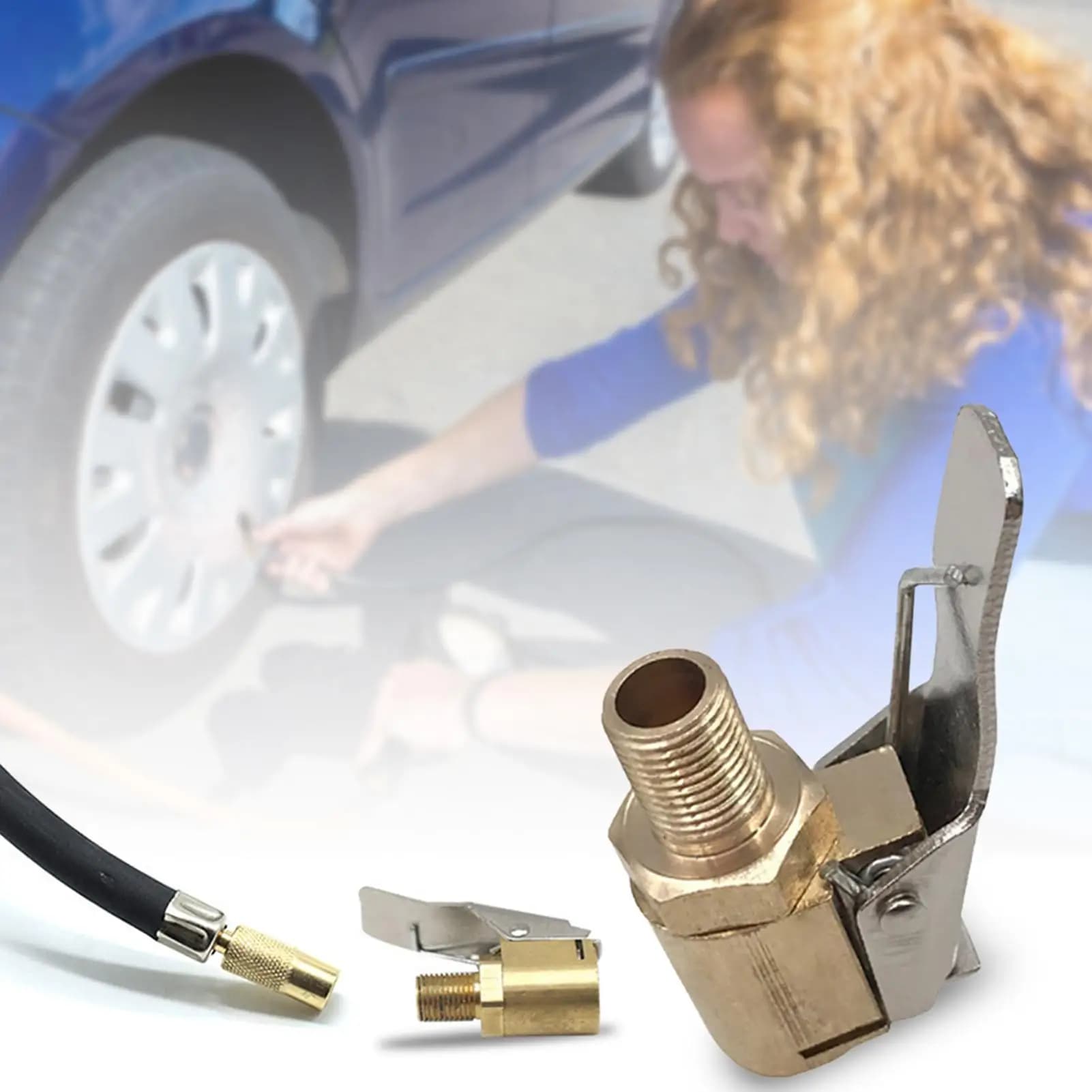 Manometro per pneumatici a vite in ottone multifunzione, manometro per gonfiaggio pneumatici resistente con clip