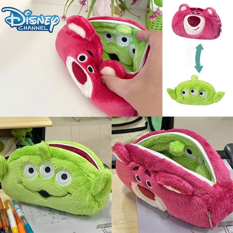 Disney Lotso Flip Alien Astuccio a doppia faccia Astuccio per penne carino cartone animato Fuuny Regalo di compleanno per bambini