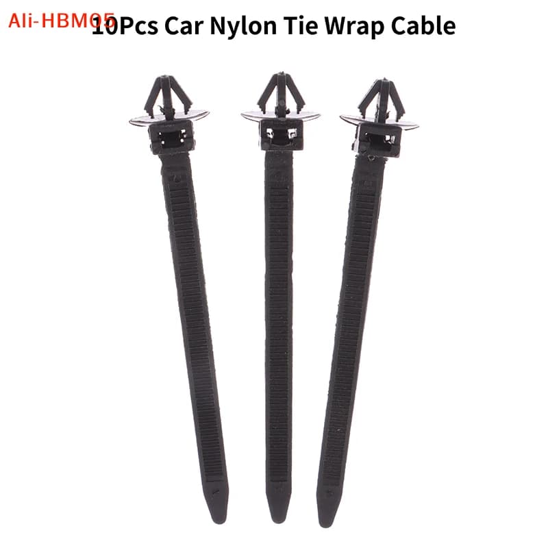 (HB05)10Pcs Car Nylon Tie Wrap Cable Fixed Fasteners Clips Black Car Cable Fastening Zip Strap For