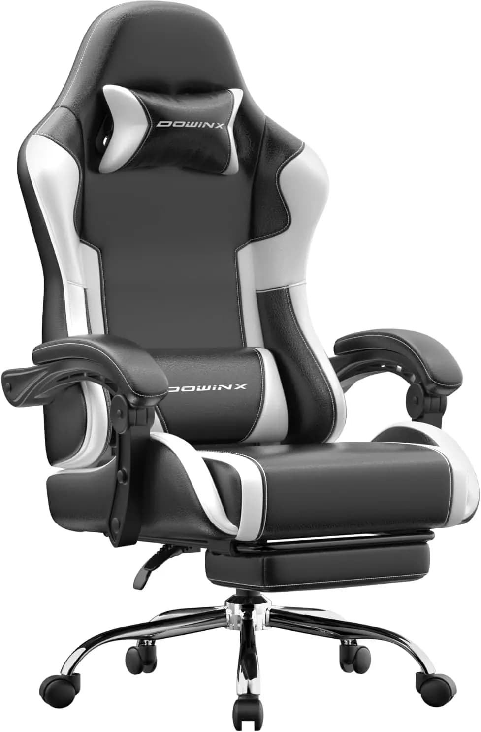 Ergonomic Gaming Chair with Footrest & Massage Lumbar, 2D-Linkage Armrests for Computer Chair 330lbs with Headrest Pillow for Of