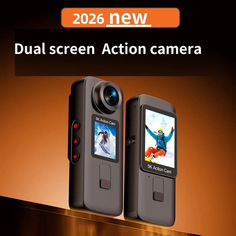 Sports Camera 4K 5K WiFi Anti-shake with Double Screen, Waterproof up to 30m, Touchscreen, for Travel, Video Recording, Diving and Bodycam