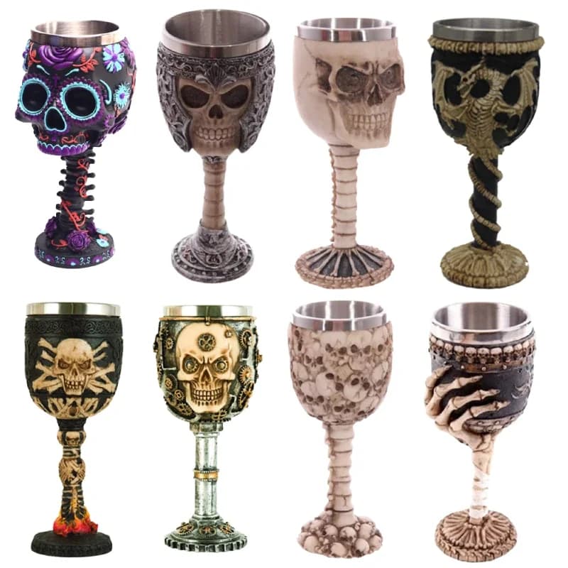 Bicchiere a Forma di Teschio 3D Gotico in Acciaio Inox, Design Creativo a Scheletro di Drago per Bar, Feste, Casa, Boccale, Regali di Halloween
