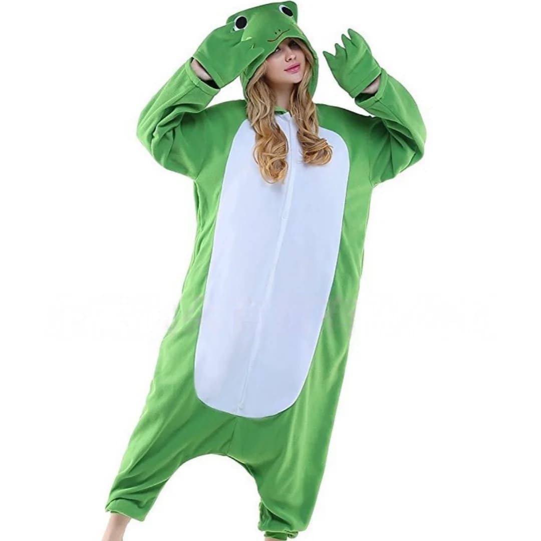 Simpatico pigiama rana verde invernale cartone animato animale abbigliamento per la casa camicia da notte monopezzo accappatoio in pile corallo regali di Natale per donne uomini