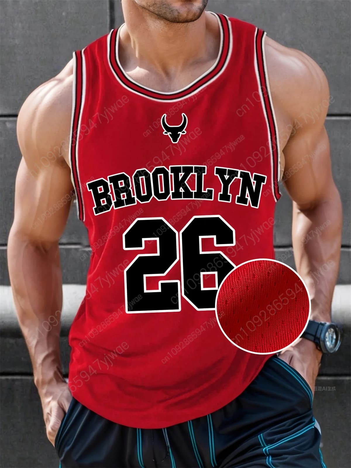 Canotta da Basket Brooklyn No.26 con Collo a O, Tessuto Traspirante, per Allenamento Fitness all'Aperto, Casual, Senza Maniche, Estiva, da Uomo