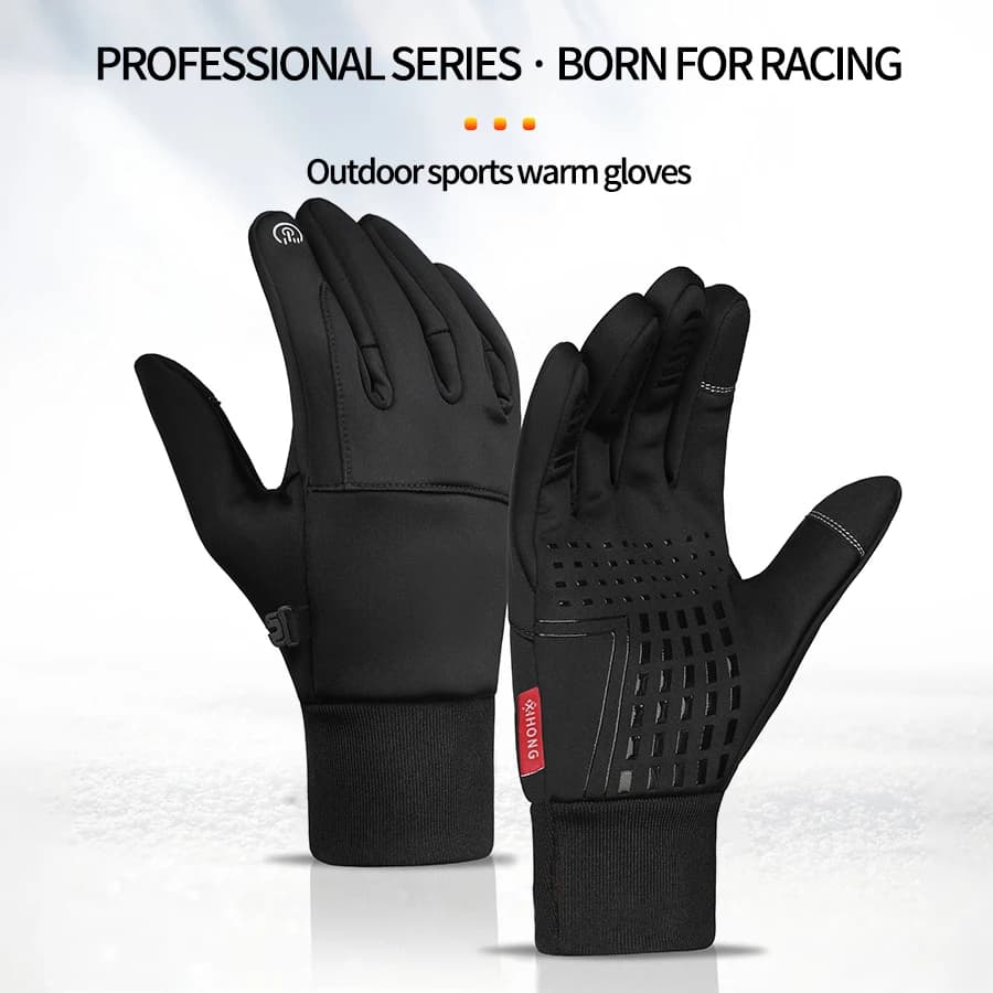 1 pair of outdoor motorcycle gloves winter insulating warm gloves waterproof bicycle gloves winter touch screen light racing